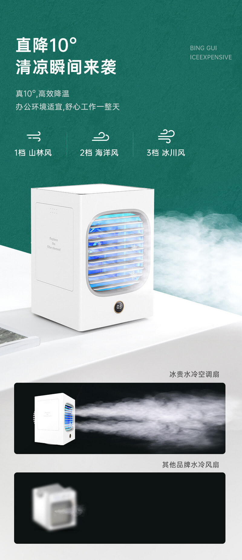 binggui novel water cooling fan usb desk mist spray fan table air cooler hydrocooling9
